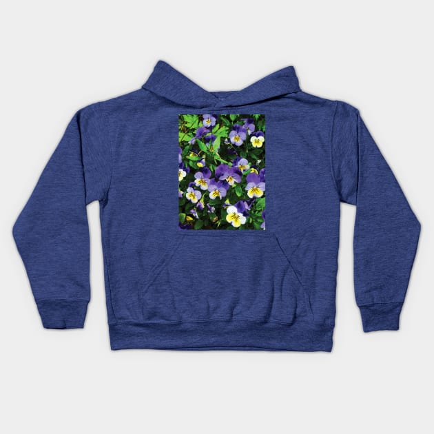 Pansies Kids Hoodie by SusanSavad